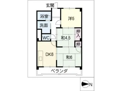 ユーハイツ平針(3DK/2階)の間取り写真