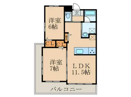 プレステージ・デル・さくらII(2LDK/4階)の間取り写真