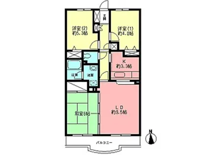 ベルコリーヌ梶ヶ谷(3LDK/3階)の間取り写真