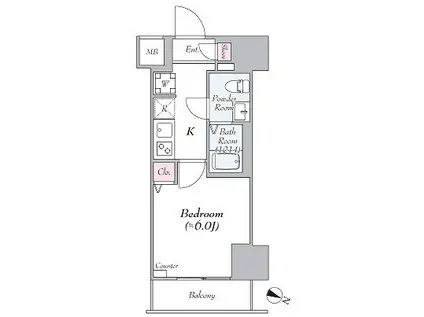 GENOVIA青砥SKYGARDEN(1K/3階)の間取り写真