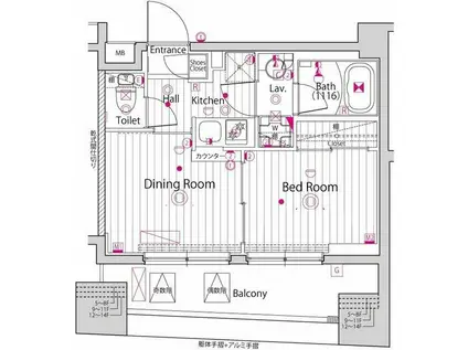 ガーラ・アヴェニュー浅草(1DK/9階)の間取り写真