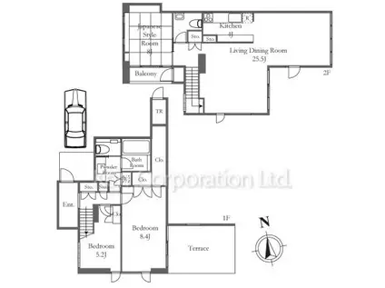 QUADPLEX(3LDK/1階)の間取り写真