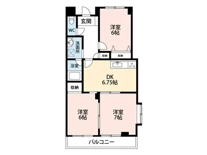 西浦和アネックスマンション(3DK/1階)の間取り写真