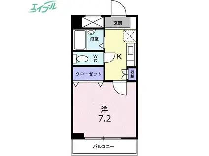 湯浅ビル(1K/2階)の間取り写真