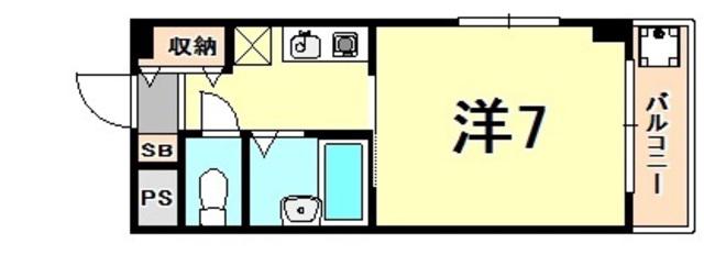 ライフかすがの(1K/3階)の間取り写真