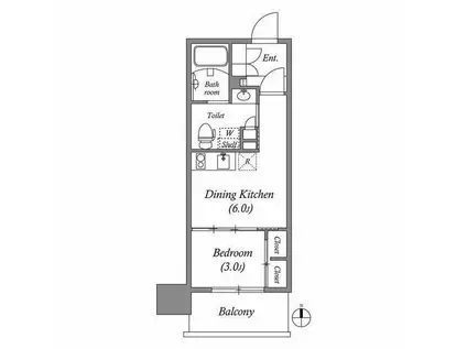 コスモグラシア三ノ輪(1DK/2階)の間取り写真