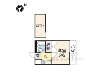 シティパレス生駒東松ヶ丘P-2(1K/2階)の間取り写真