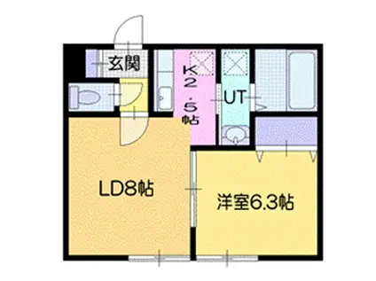 アマン北広島(1LDK/1階)の間取り写真