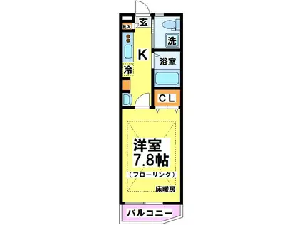 ルーブル三鷹壱番館(1K/3階)の間取り写真