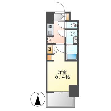 S-RESIDENCE尾頭橋BEAUTE(1K/9階)の間取り写真