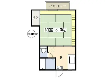 パルタウンK(1K/2階)の間取り写真