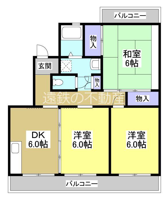 ソシア安松(3DK/2階)の間取り写真