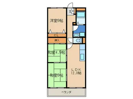 クレスト尾崎1号館(3LDK/1階)の間取り写真