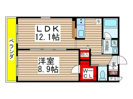 アンダンテ(1LDK/2階)の間取り写真