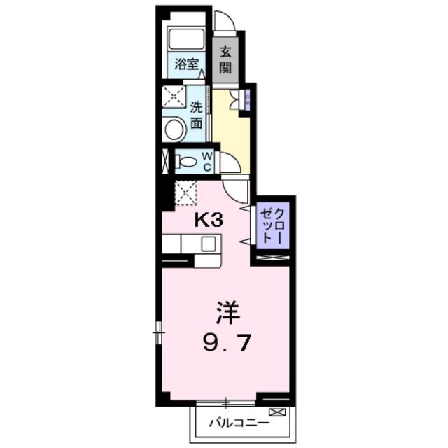 パステル(1K/1階)の間取り写真