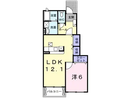 ベルドミールI(1LDK/1階)の間取り写真