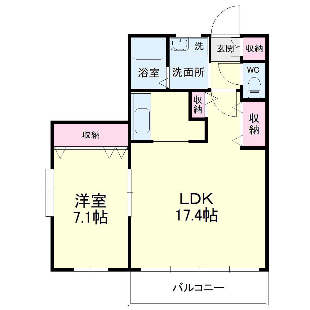 磐田ヒルズI(1LDK/1階)の間取り写真