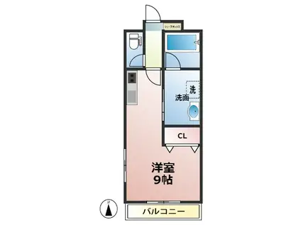 ALLURE愛大医学部前(ワンルーム/2階)の間取り写真