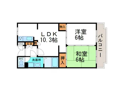 エスペランサ藤井(2LDK/4階)の間取り写真