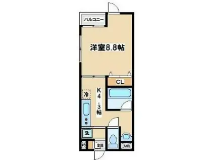 サンパラッツオ六番館 当社管理物件(1K/4階)の間取り写真