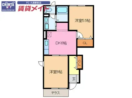 メゾン カルム(2DK/1階)の間取り写真