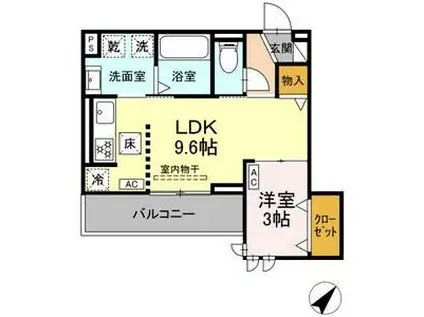 カーサ・クレール(1LDK/1階)の間取り写真