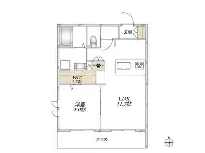 AL SOLE(1LDK/1階)の間取り写真