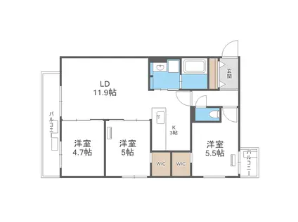 ALTUS南平岸(3LDK/2階)の間取り写真