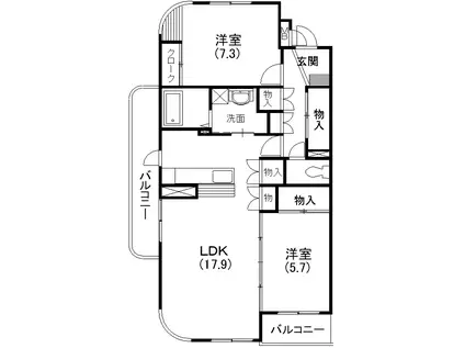 エクレール(2LDK/3階)の間取り写真