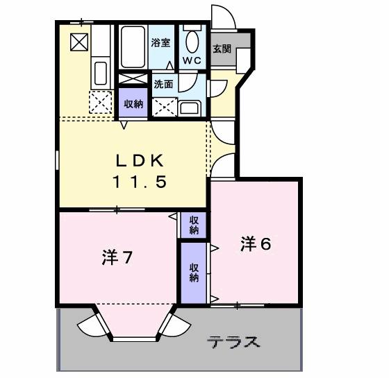 ESPOIR KURODA(2LDK/1階)の間取り写真