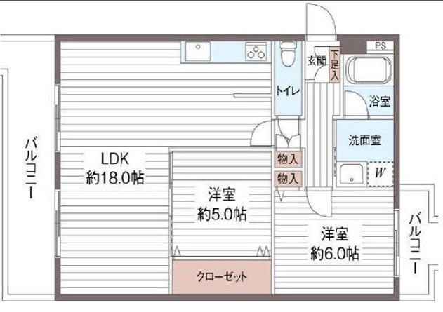 アンデュノール千里(2LDK/4階)の間取り写真