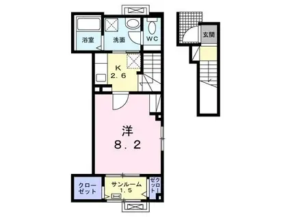 エルベート II(1K/2階)の間取り写真