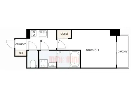 エスリード神戸大倉山ヒルズ(1K/7階)の間取り写真