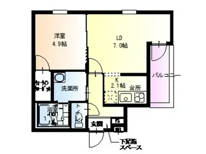 フジパレス西住之江VIII番館(1LDK/2階)の間取り写真