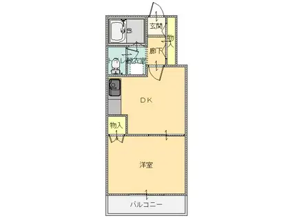 シープクレインマンション(1DK/1階)の間取り写真