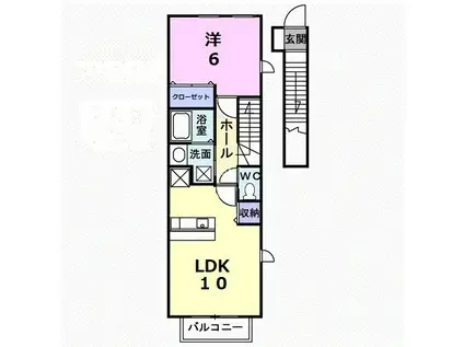ベルアンジュ(1LDK/2階)の間取り写真