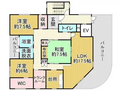 SUN16笠岡駅前ビル(3LDK/5階)の間取り写真