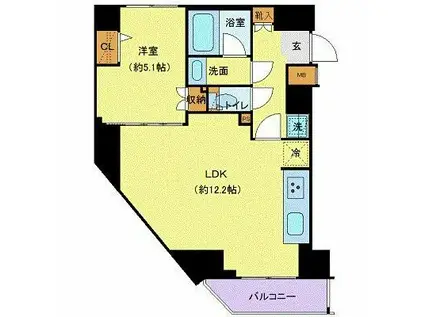 ジェノヴィア新御徒町スカイガーデン(1LDK/10階)の間取り写真