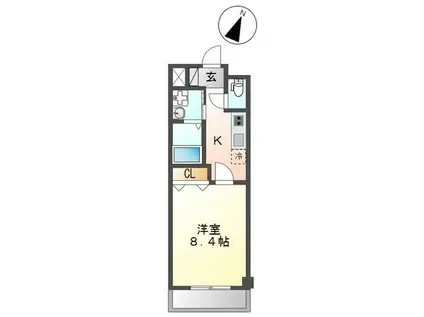 リバーサイド西月隈(1K/2階)の間取り写真