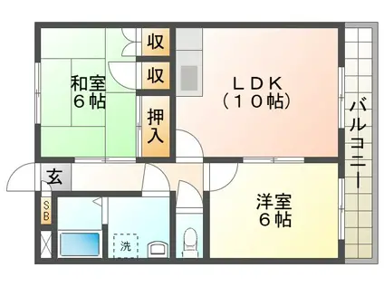 エステートピア・ルンビニーK(2LDK/3階)の間取り写真