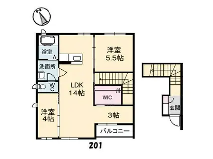 シャーメゾンノウミ(2LDK/2階)の間取り写真