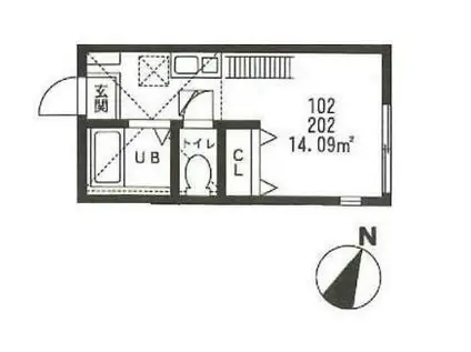 ヒルズ上大岡(ワンルーム/1階)の間取り写真