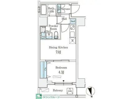 クラリティア浅草(1LDK/3階)の間取り写真