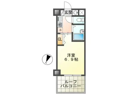 K1ビル(1K/5階)の間取り写真