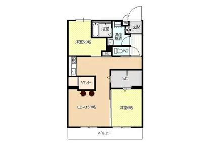 コーポやすり苑(2LDK/2階)の間取り写真