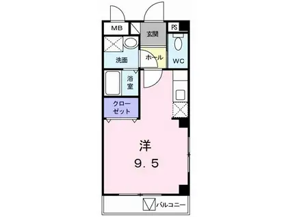 クリアネス(1K/2階)の間取り写真