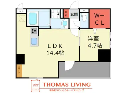 AP L-TAGE西新(1LDK/7階)の間取り写真