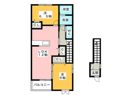 マシュ ケ ナダ(2LDK/2階)の間取り写真