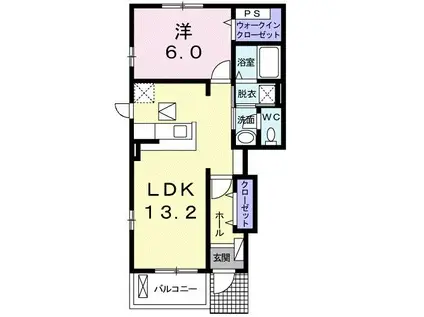 ヒルトップイイダIII(1LDK/1階)の間取り写真