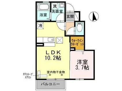 ドルチェ高州(1LDK/1階)の間取り写真